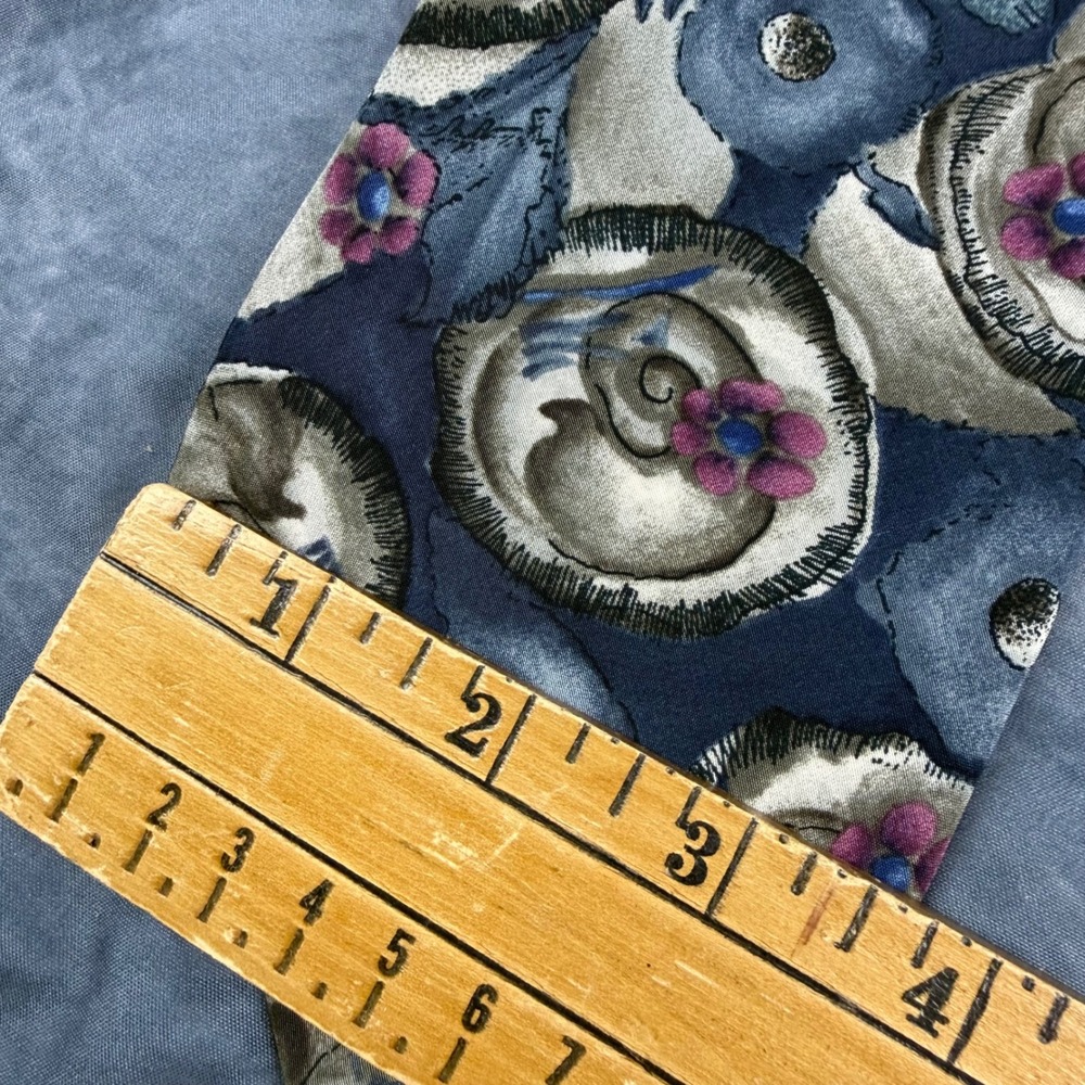 J. Garcia Snail Garden Collection Nine Silk Tie Blue Abstract Floral Stonehenge - Picture 8 of 9